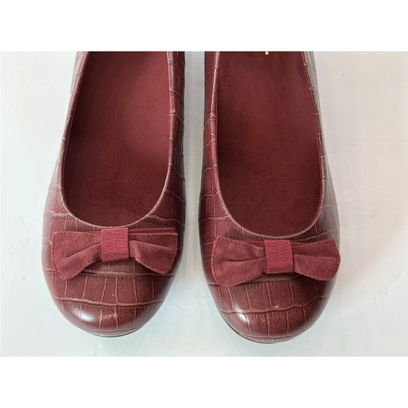 Vionic Orthaheel Lydia Croc Embossed Leather Low Wedge Ballet Flats Shoes Sz 11W - Picture 11 of 15